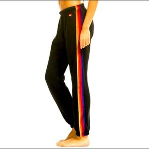 EUC Aviator Nation jogger sweat pants XL charcoal/black with velvet rainbow side